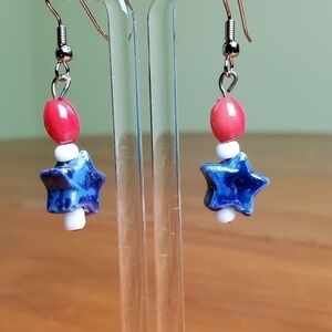 NWOT red, white, and blue earrings